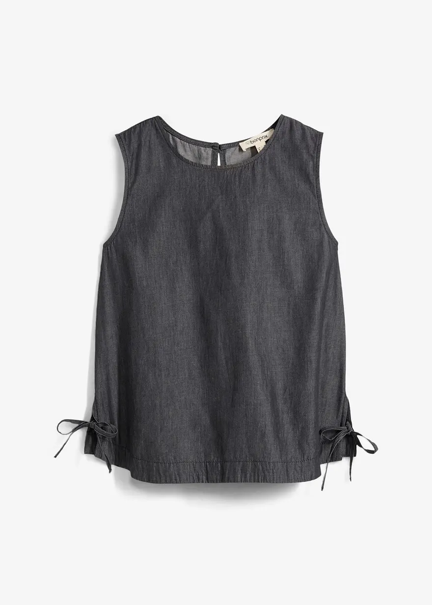 Jeans-Blusentop aus Bio-Baumwolle in schwarz von vorne - bonprix