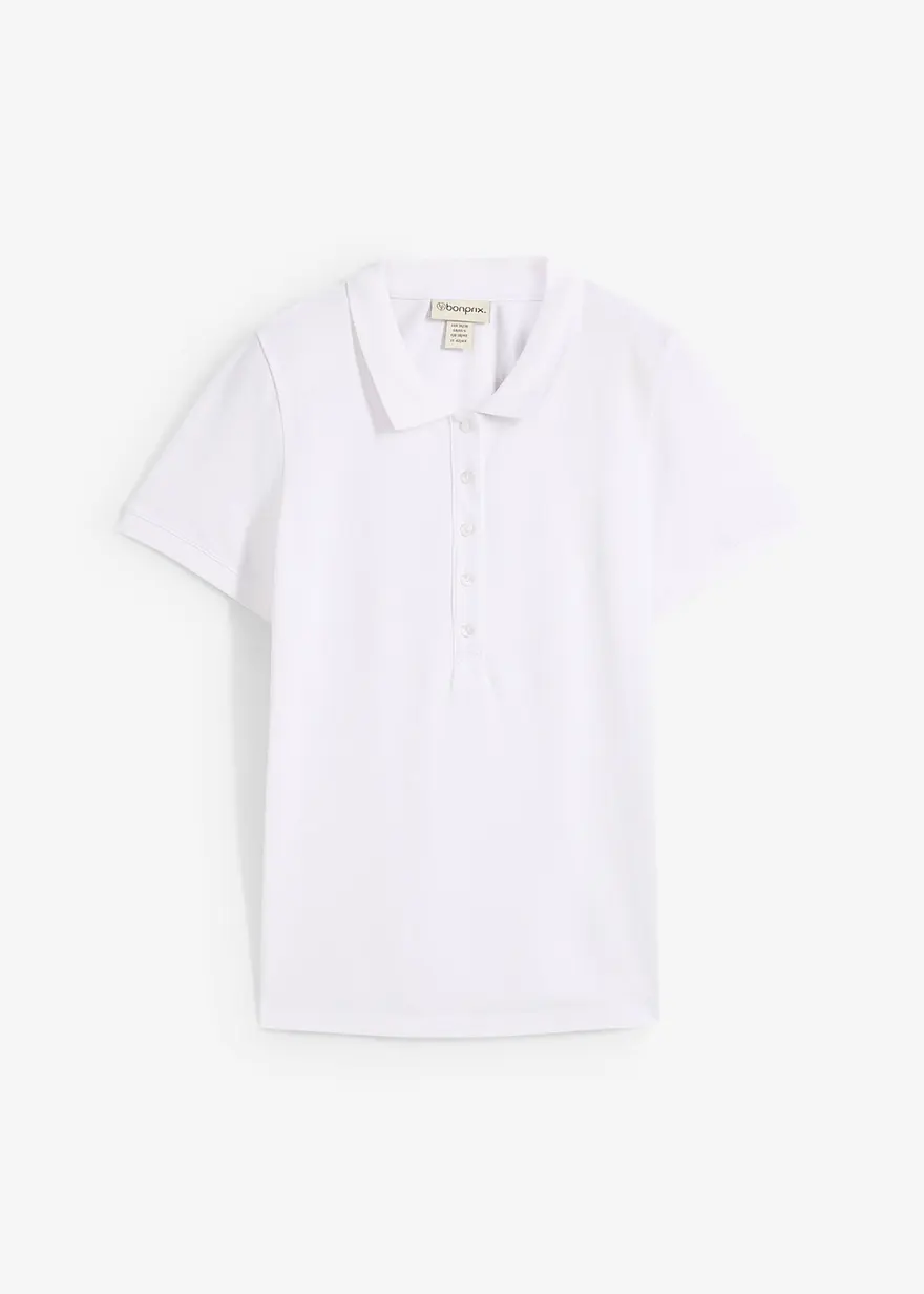 Piqué-Poloshirt aus reiner Bio-Baumwolle in weiß von vorne - bonprix