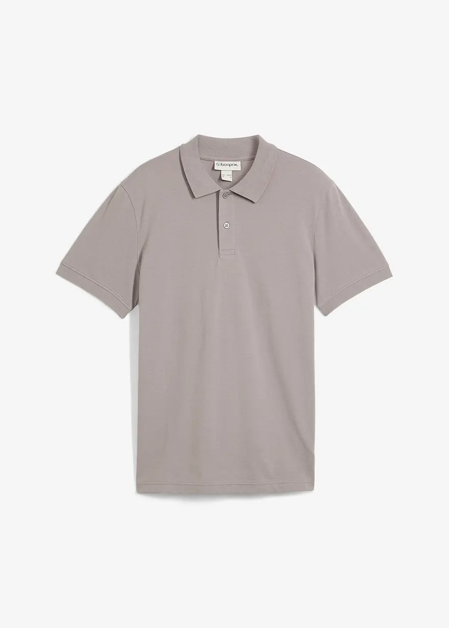 Piqué-Poloshirt aus reiner Bio-Baumwolle in grau von vorne - bonprix