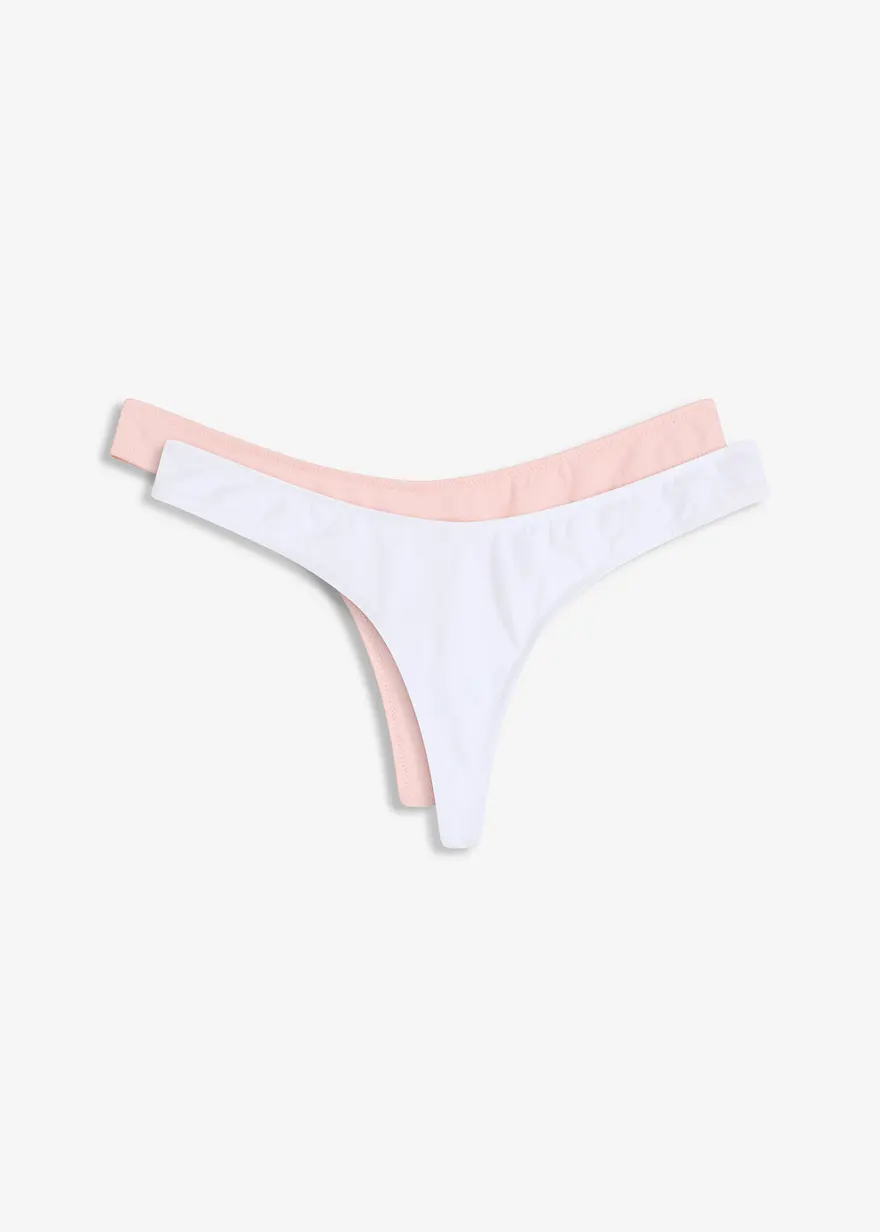 V-String mit komfortabler Baumwolle (2er Pack)  in weiß von vorne - bonprix