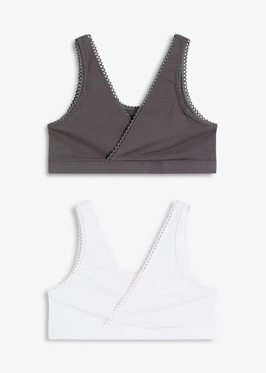 Wende-Bustier mit softer Bio-Baumwolle (2er Pack) in weiß von vorne - bonprix
