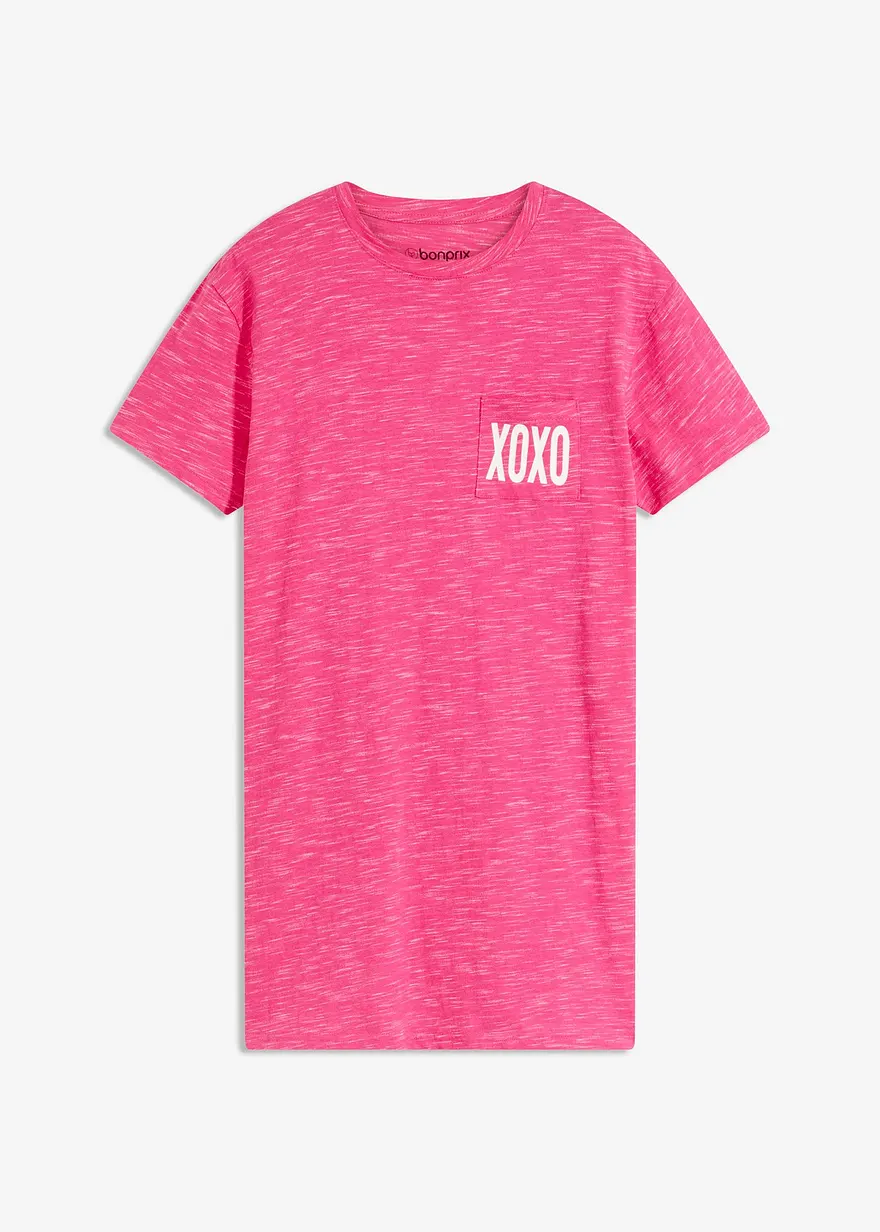 Oversized Nachthemd aus Flammgarn in pink von vorne - bonprix
