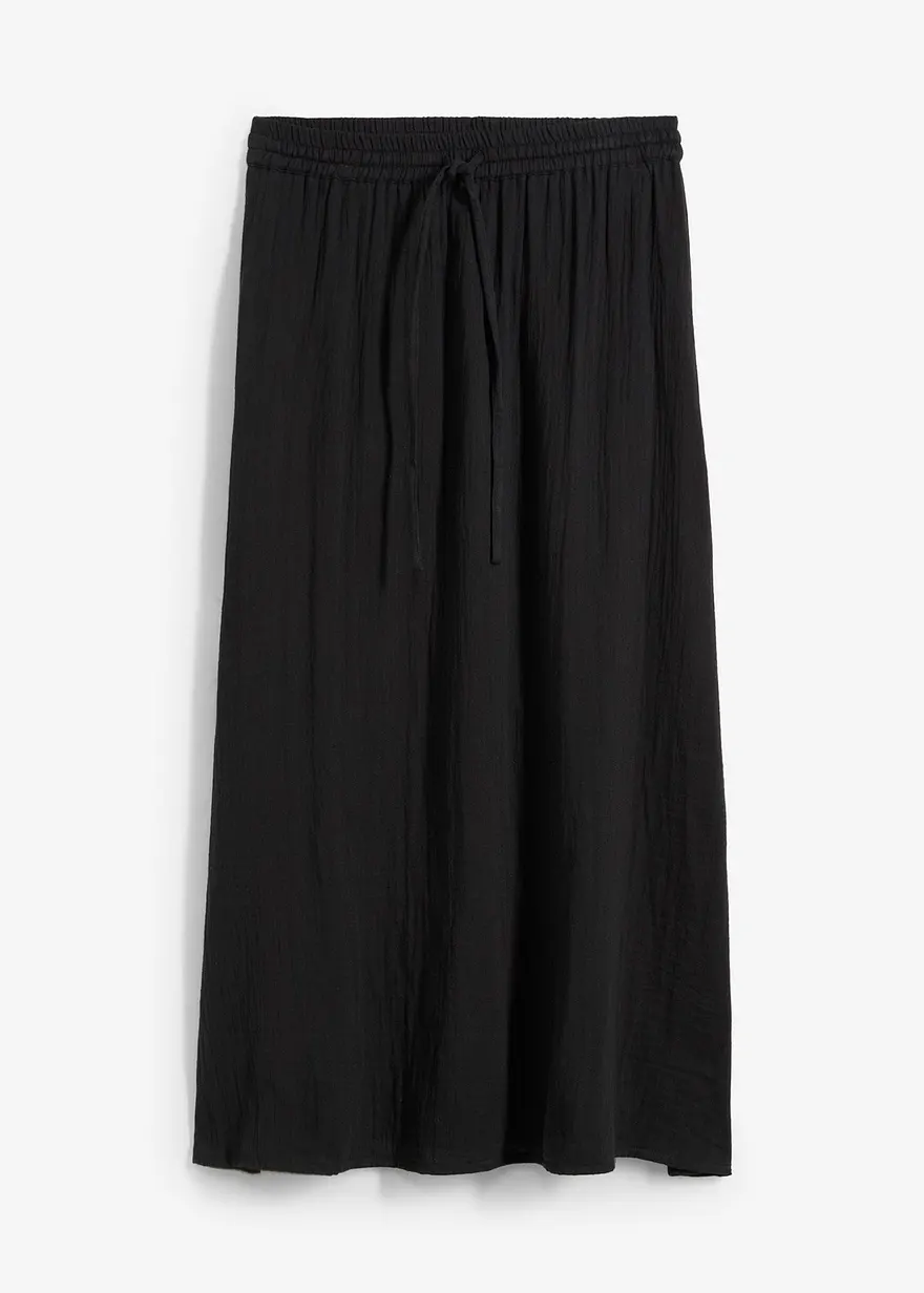 Maxirock aus weichem Musselin in schwarz von vorne - bonprix