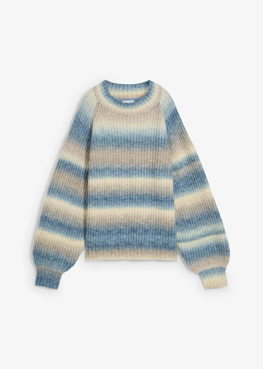 Lässiger Grobstrick-Pullover aus weichem Woll-Mix mit Farbverlauf