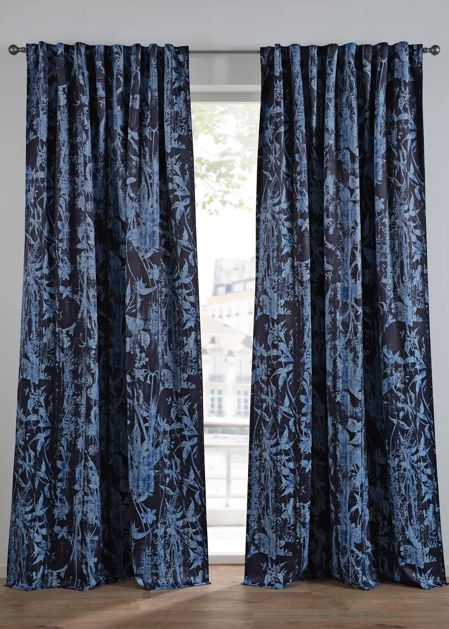 Abdunkelnder Vorhang mit Druck (1er Pack) in blau - bonprix