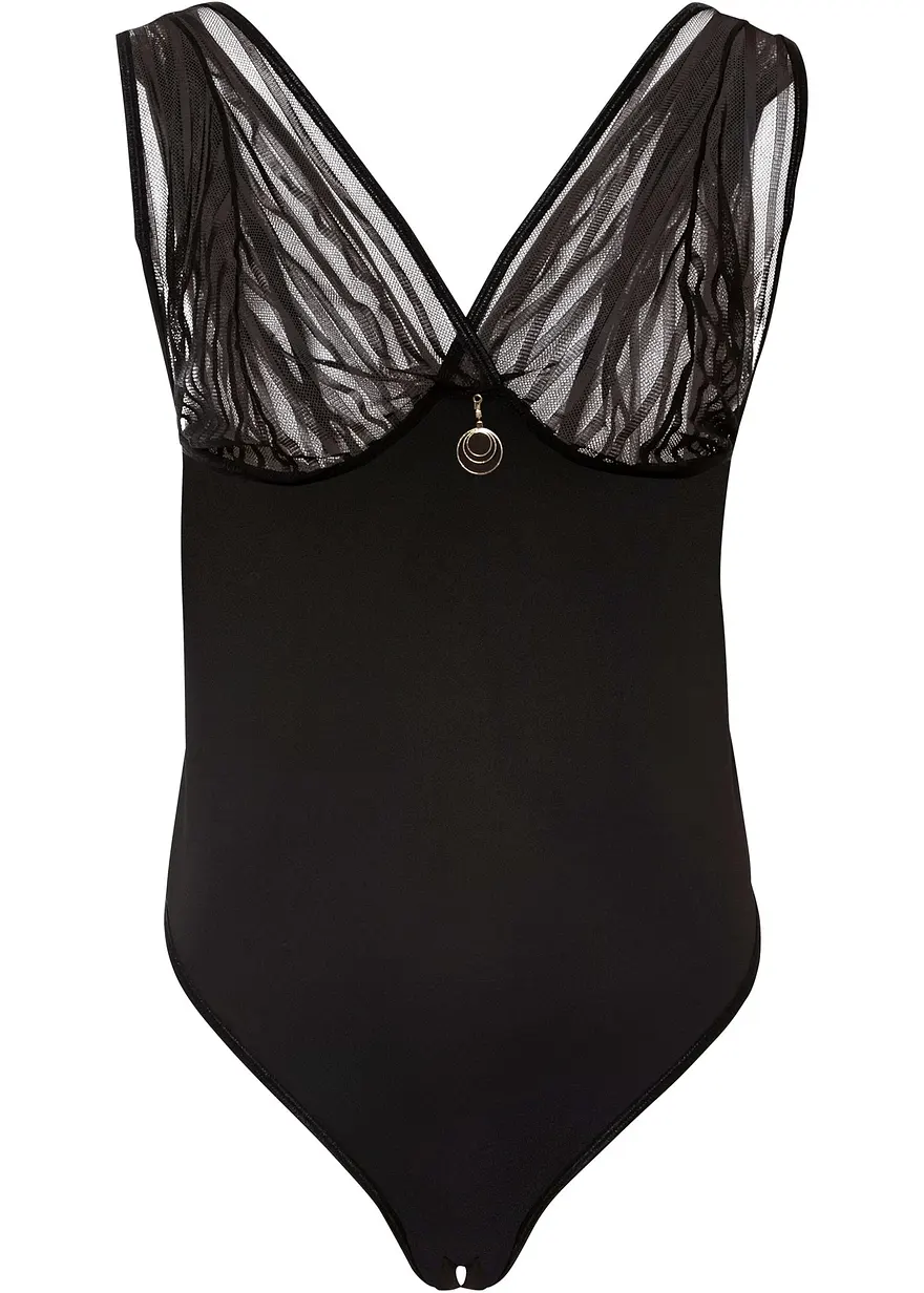 Stringbody ouvert in schwarz von vorne - bonprix