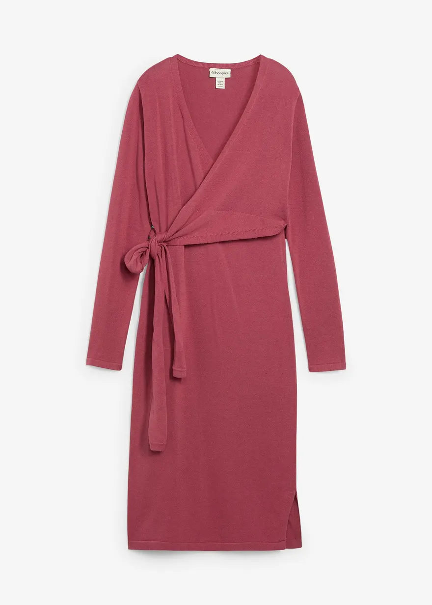 Wickelkleid für die Schwangerschaft und danach aus reiner Baumwolle in lila von vorne - bonprix