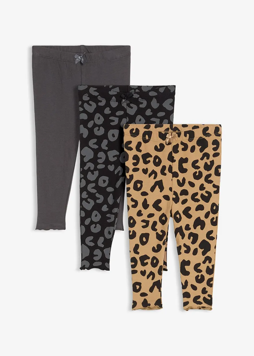 Leggings aus reiner Bio-Baumwolle (3er Pack) in beige von vorne - bonprix
