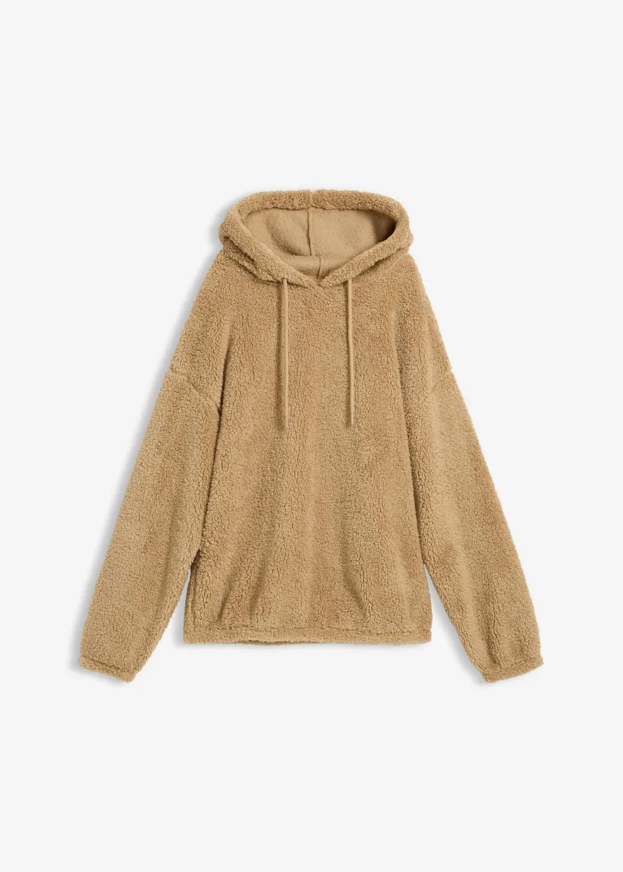 Fleeceshirt aus Teddy in beige von vorne - bonprix