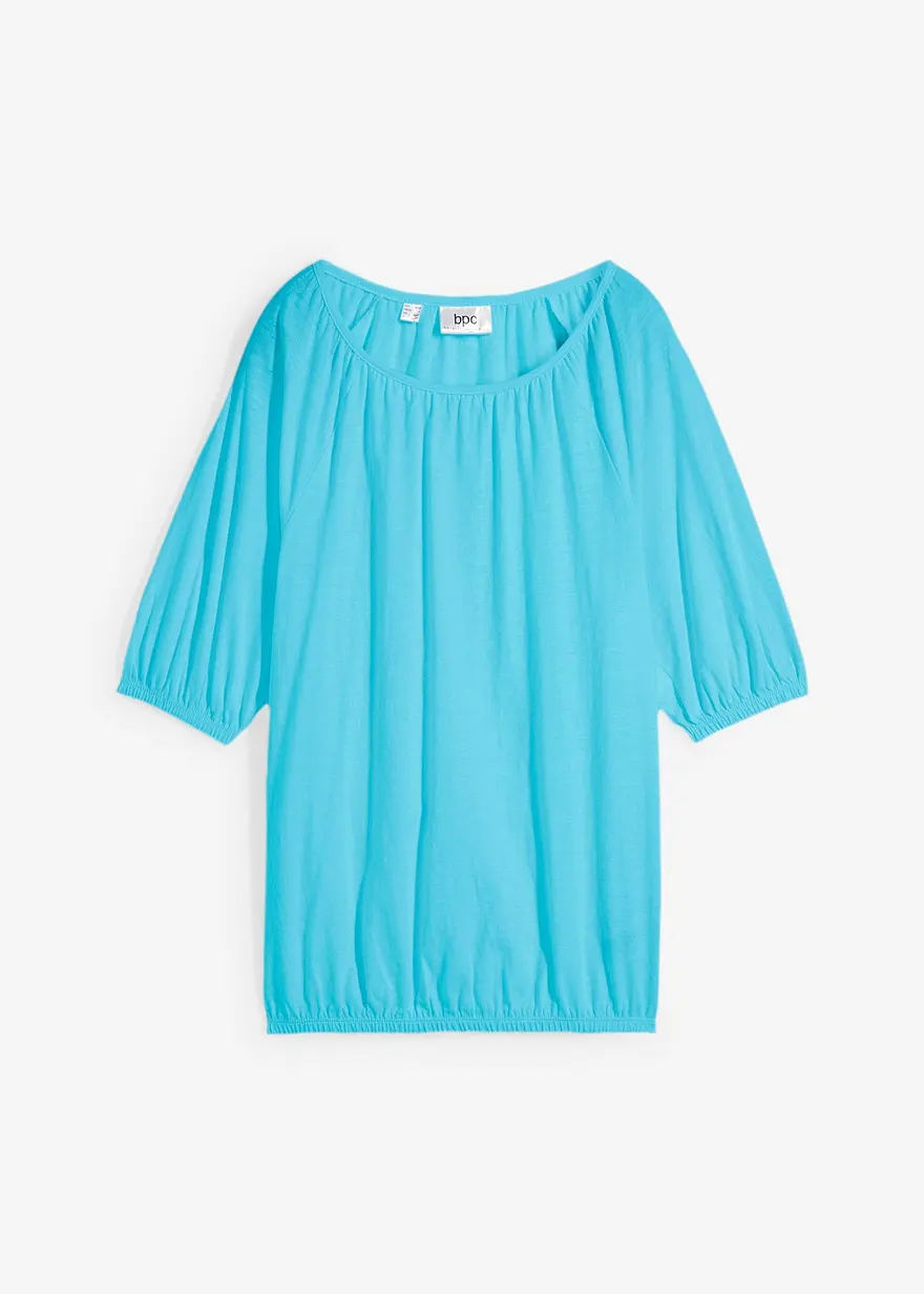 Shirt aus reiner Bio-Baumwolle in blau von vorne - bonprix