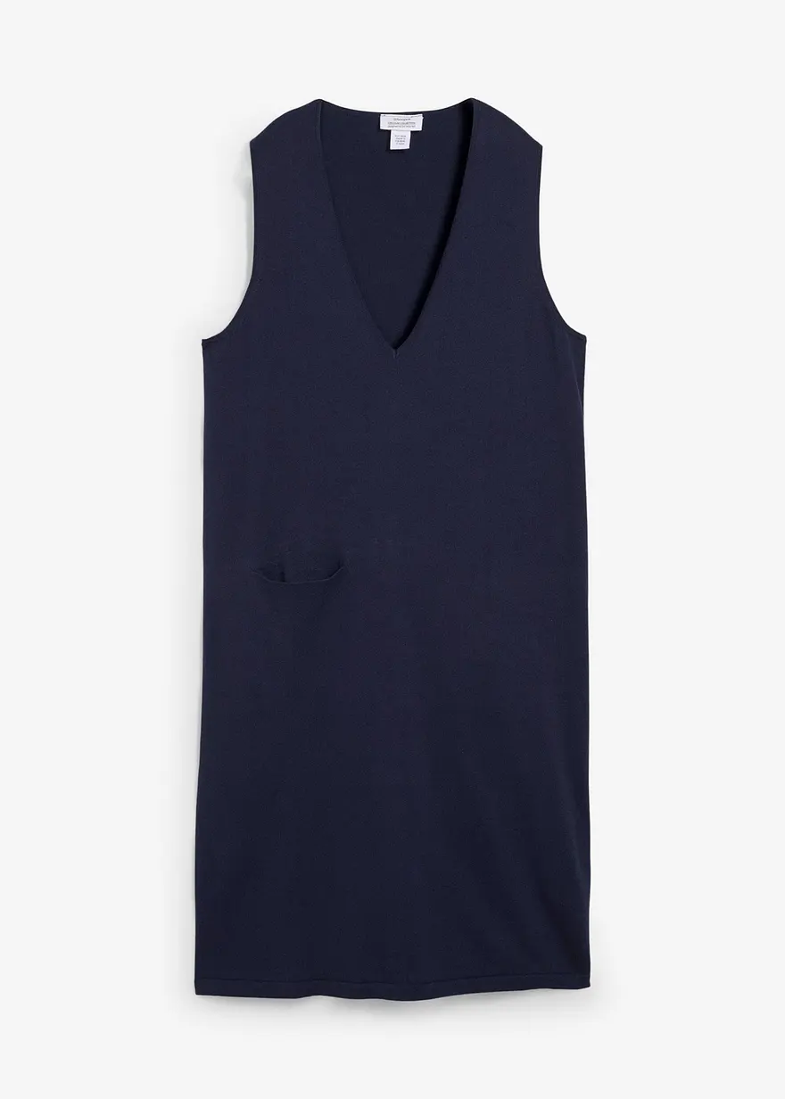 Strickkleid aus reiner Baumwolle in blau von vorne - bonprix
