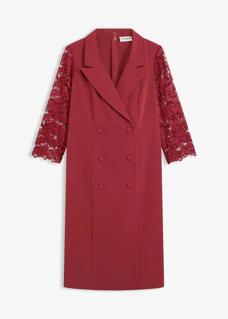 Blazer-Kleid mit Spitzenärmeln in rot von vorne - bonprix