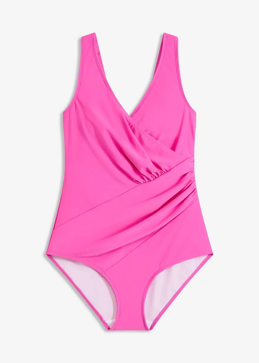 Medium Shape-Badeanzug in Wickeloptik in pink von vorne - bonprix