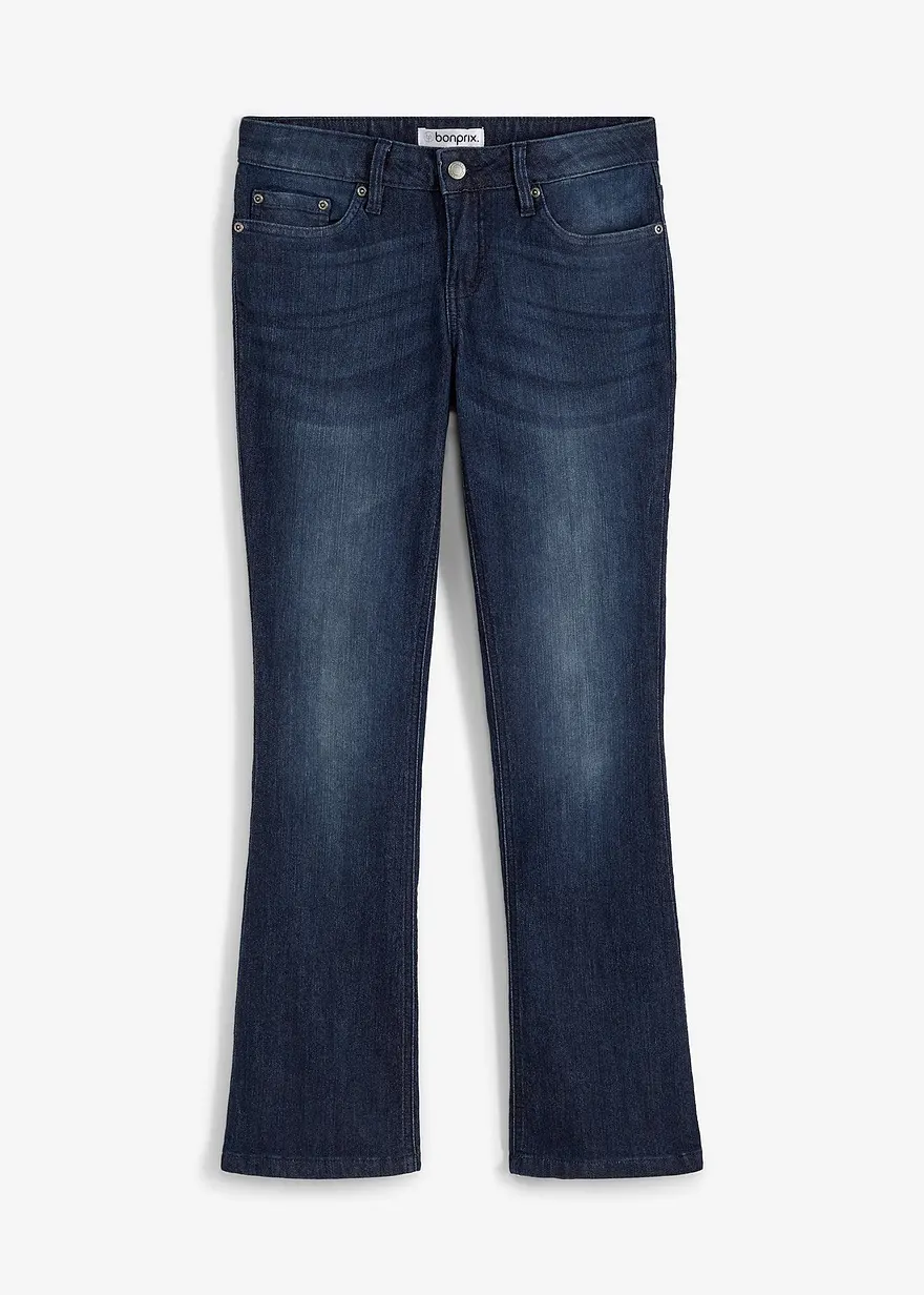 Bootcut Jeans Mid Waist, Stretch in blau von vorne - bonprix