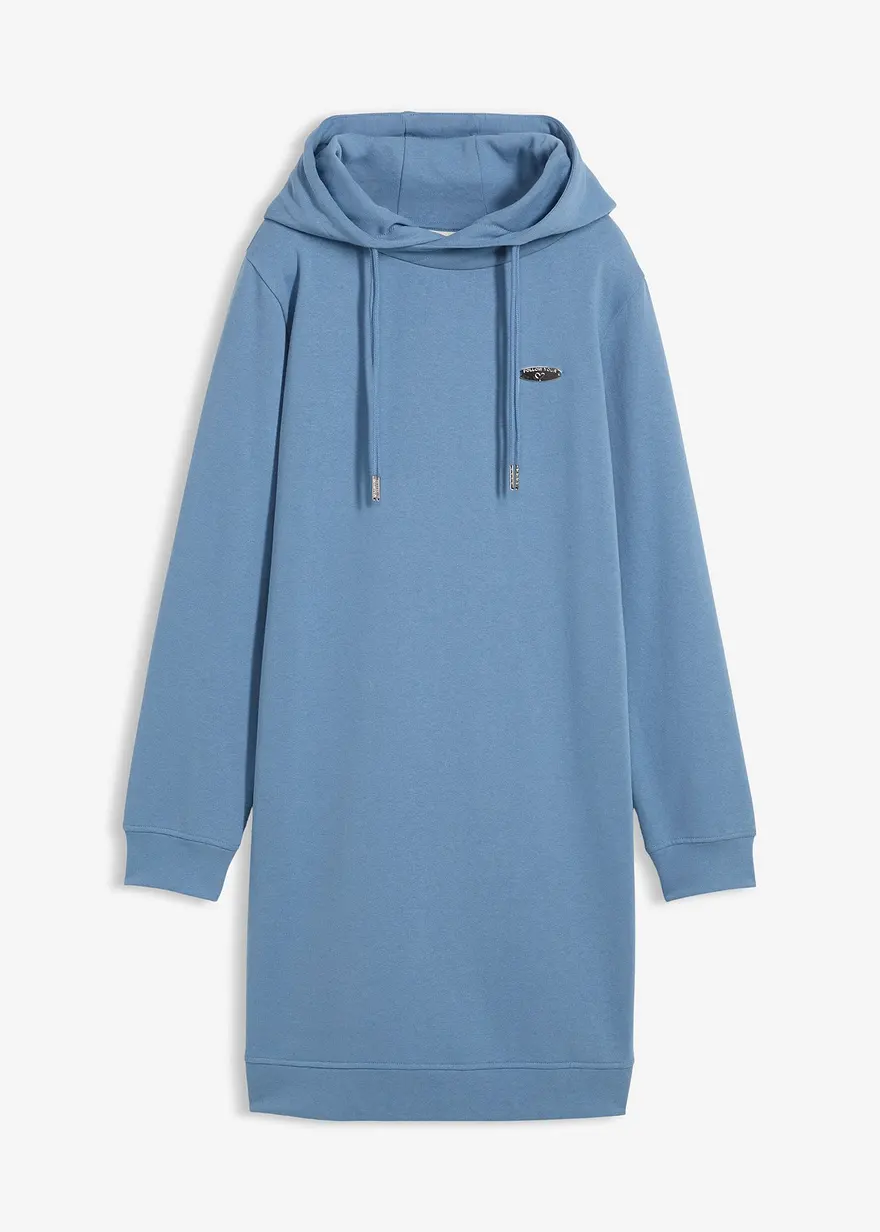Sweatkleid mit Kapuze in blau von vorne - bonprix