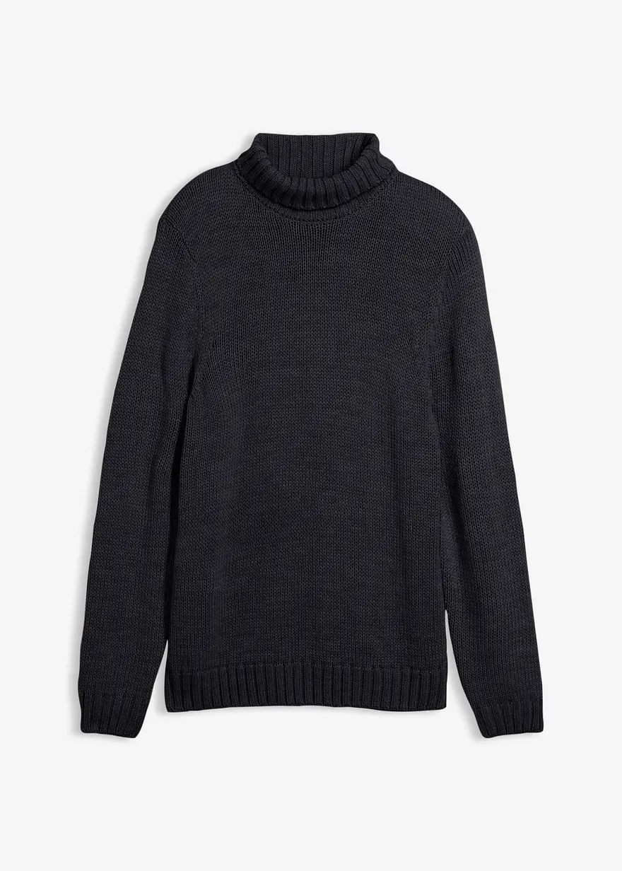 Rollkragenpullover in schwarz von vorne - bonprix