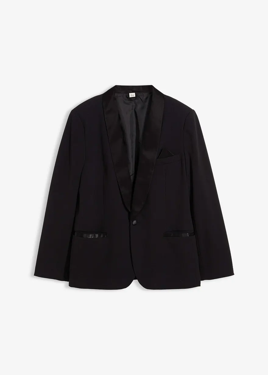 Smoking-Sakko mit Stretch-Anteil, Slim Fit in schwarz von vorne - bonprix
