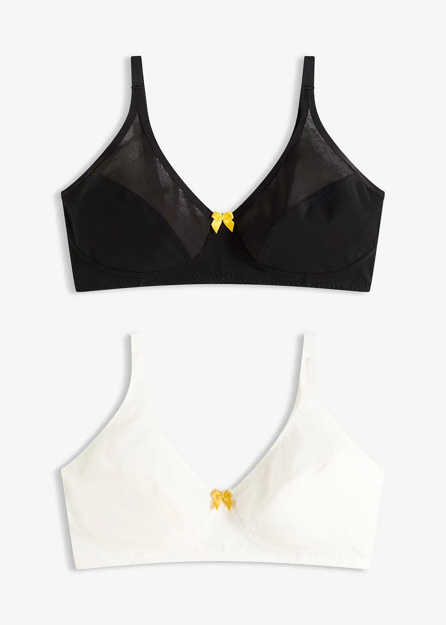 BH ohne Bügel mit Baumwolle  (2er Pack) in schwarz von vorne - bonprix