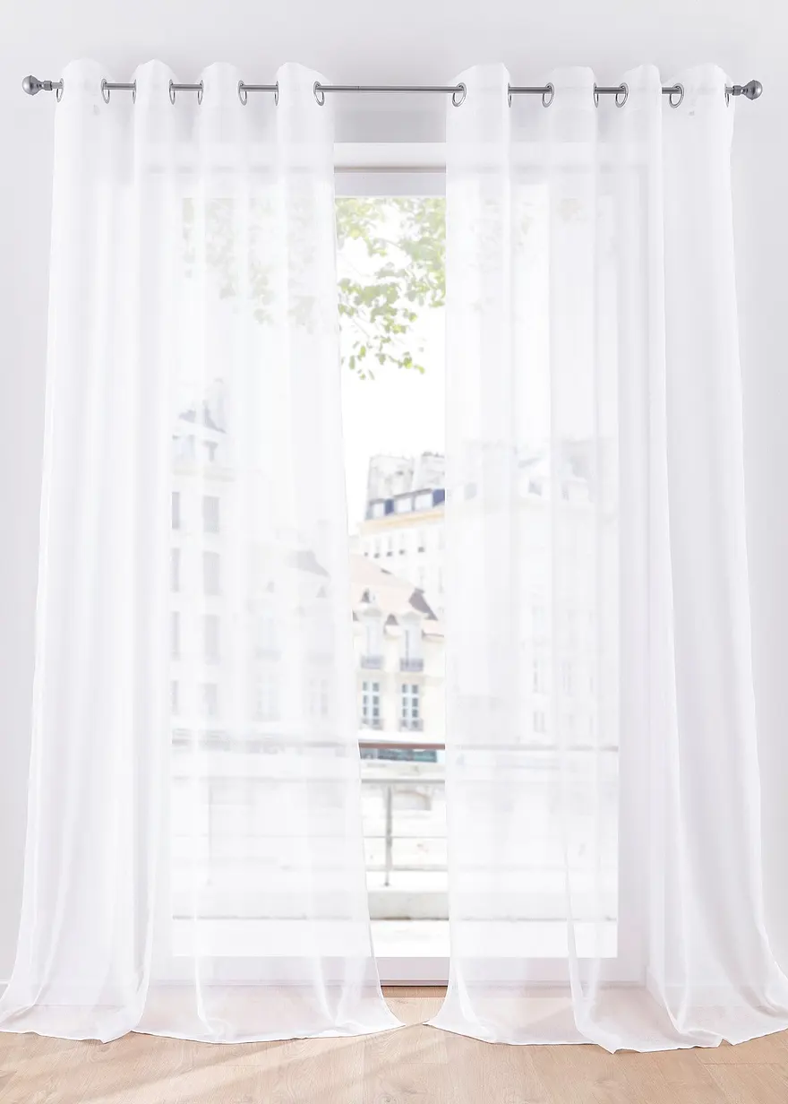 Gardine mit recyceltem Polyester und feiner Struktur (1er Pack) in weiß - bonprix