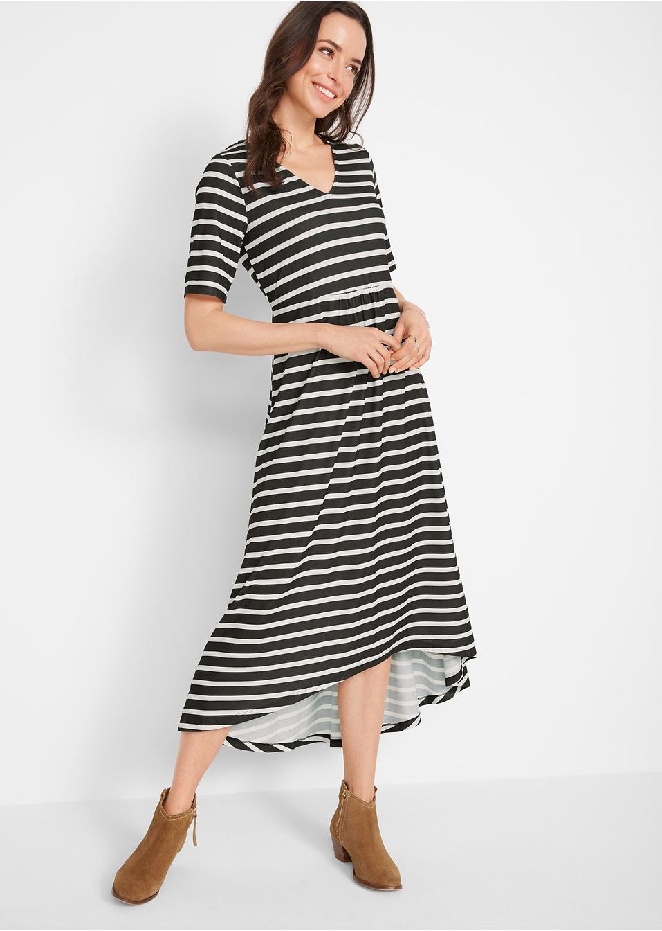 Midi- Kleid schwarz/weiß gestreift - online kaufen ...