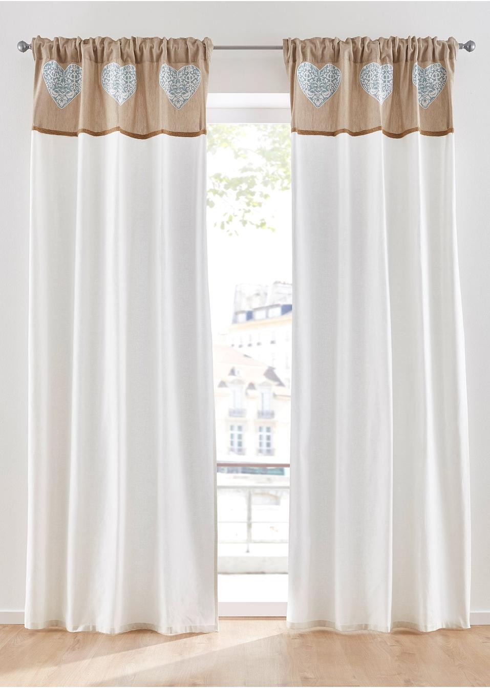 Vorhang im modernem Landhaus-Stil! - weiß/beige, Multifunktionsband