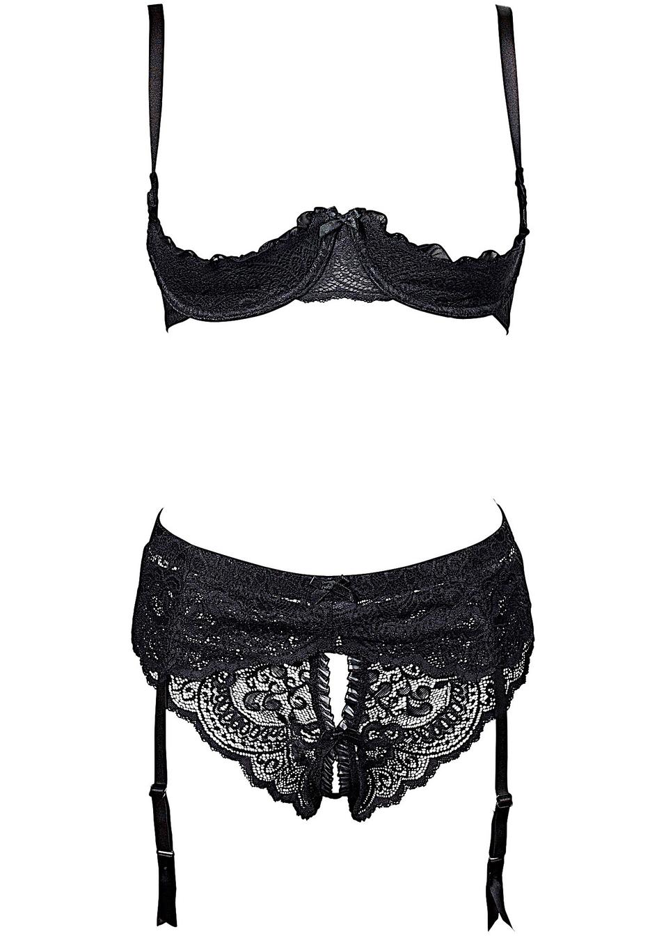 Yummy Bee Dessous Set - Doppellagiger Strapsgürtel Mit String Tanga Größe 36-48